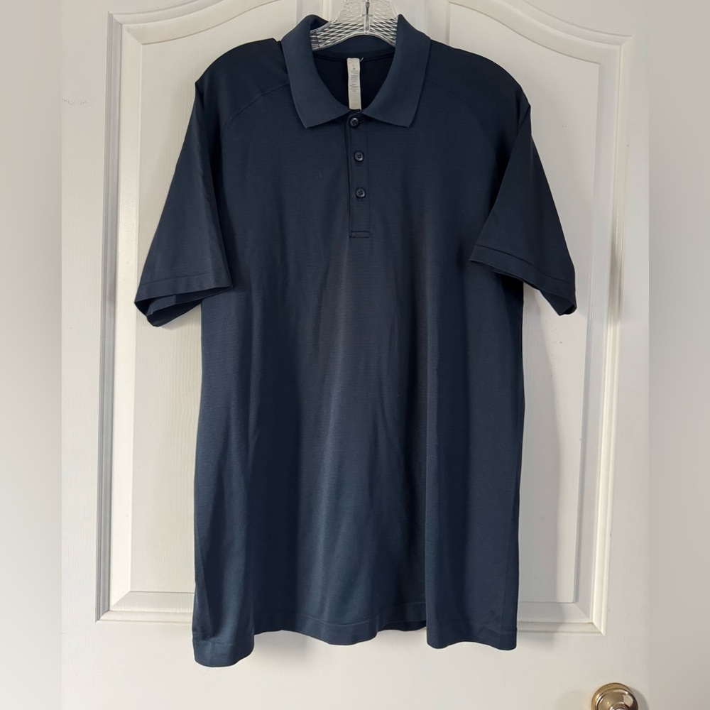 lululemon athletica men’s athletic polo shirt, size L, navy.